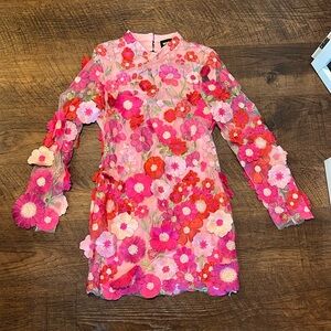 Floral Sheer-Open Back Dress Size L